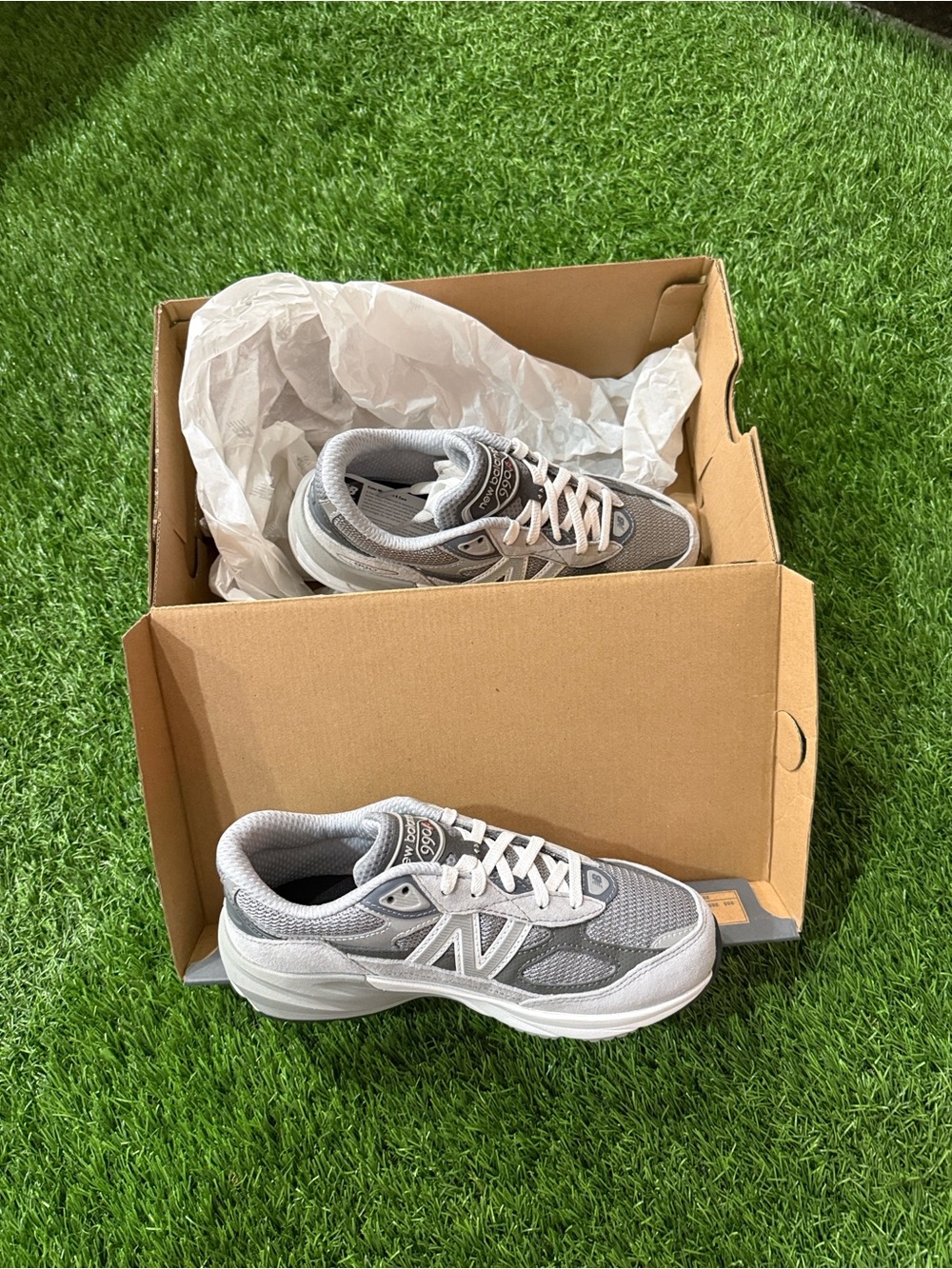 New Balance 990 V6 3Youth Gray and White Athletic Sneakers